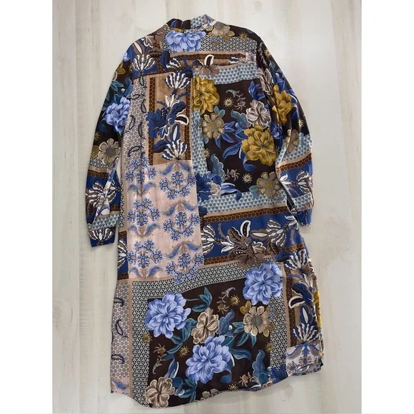 TALBOTS printed long sleeve viscose dress 14 work career slimming soft loose fit - Picture 10 of 11